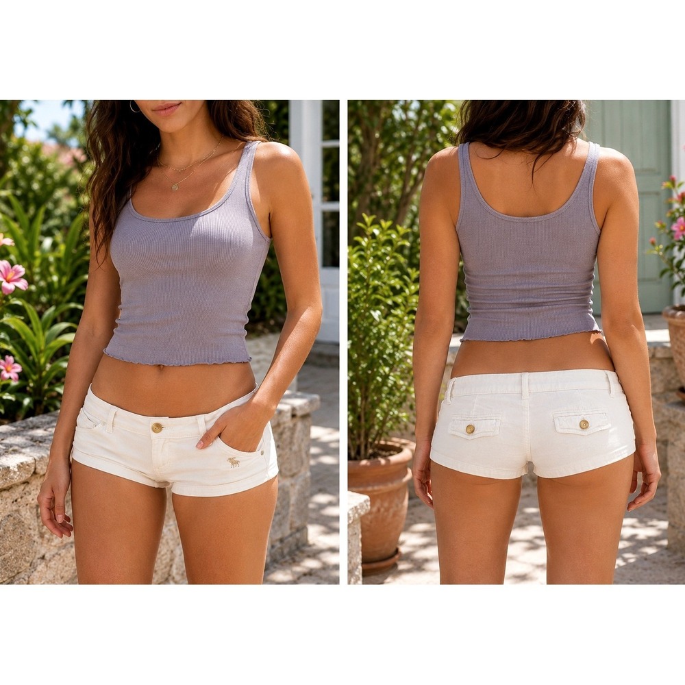 Abercrombie & Fitch White Hot Pants Shorts Perfect Stretch Size 10